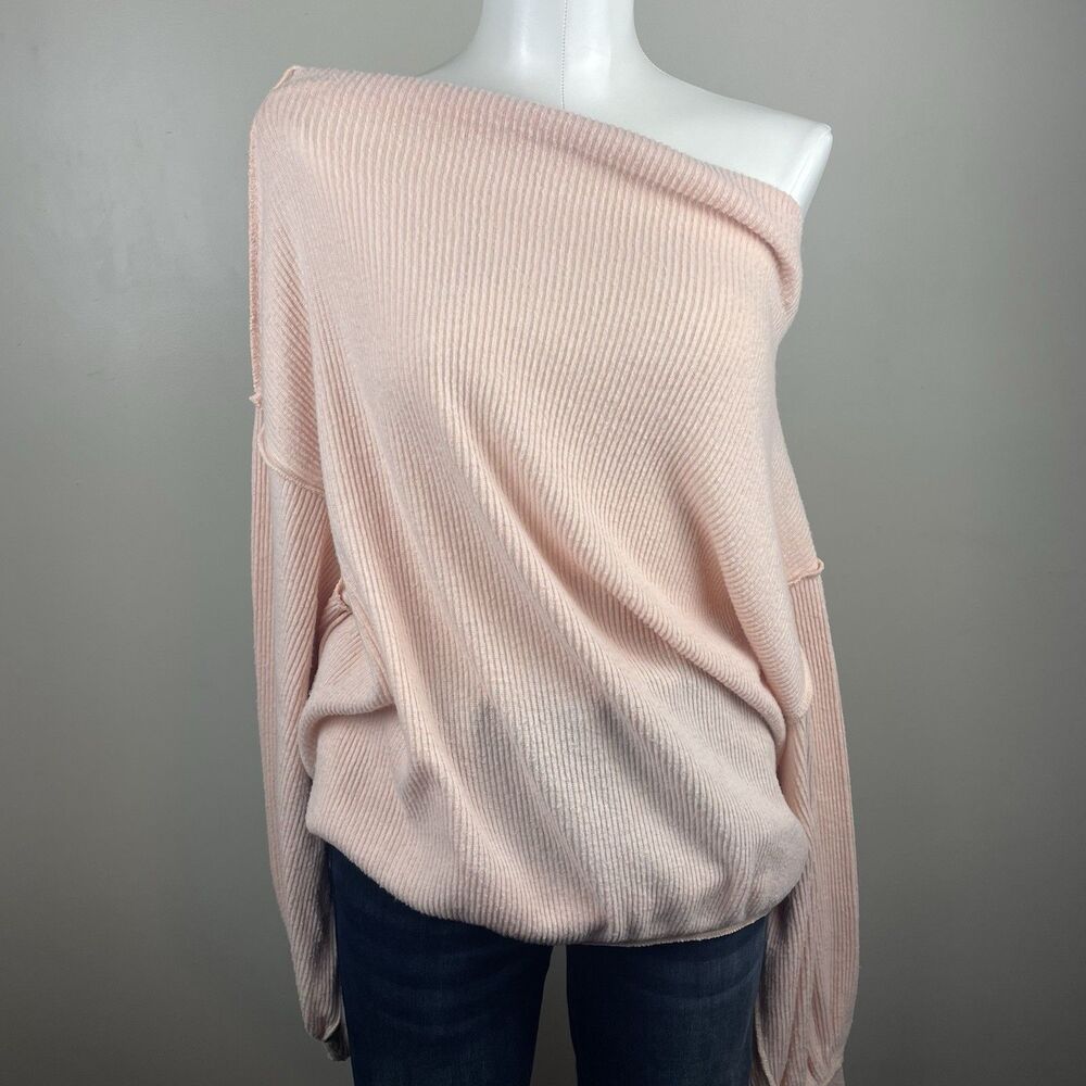 WE THE FREE PEOPLE Oversized XS MAIN SQUEEZE HACCI PULLOVER RIBBED TUNIC NECTAR